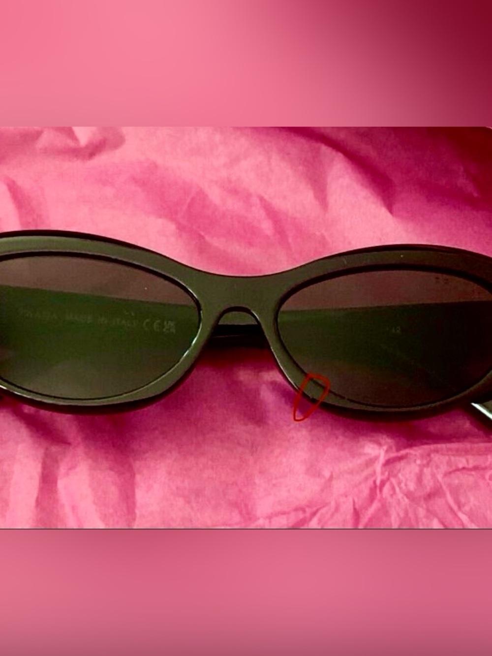 *Tiny Dent Defect* PRADA Sunglasses Symbole Small Oval Acetate Black - Picture 2 of 4